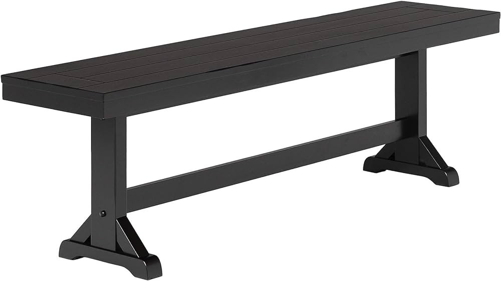 Walker Edison 3 Person Modern Farmhouse Wood Armless Kitchen Table Set Dining Chairs, 60 Inch, Bl... | Amazon (US)
