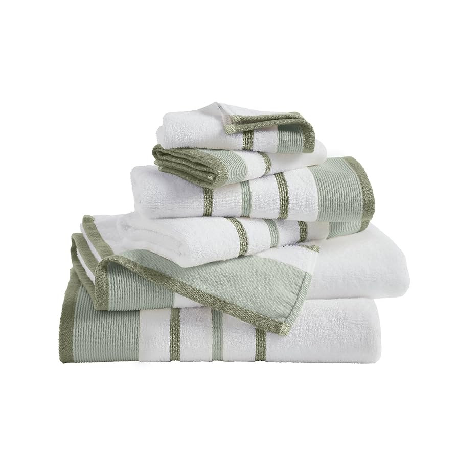 Decorative Bath Towel Set - Luxury Cotton 6 Piece Towel Set - 2 Bath Towels, 2 Hand Towels, 2 Was... | Amazon (US)