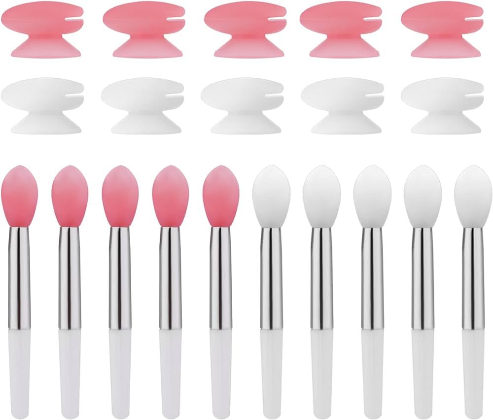 Silicone Lip Brushes with Covers, 10pcs Lip Brushes for Lipsticks and 10pcs Covers, Reusable Lip App | Amazon (US)
