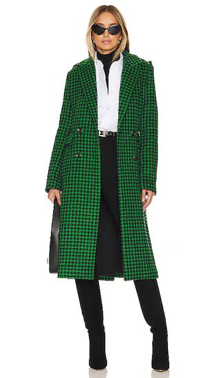 x Rj Wool Tailored Coat in Green Houndstooth | Revolve Clothing (Global)