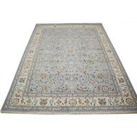 Light Blue 9x12 Floral Indo-Nain Rug | Oriental Natural 8'11x12'0 Area Handmade Home Decor Furnishings | Etsy (US)