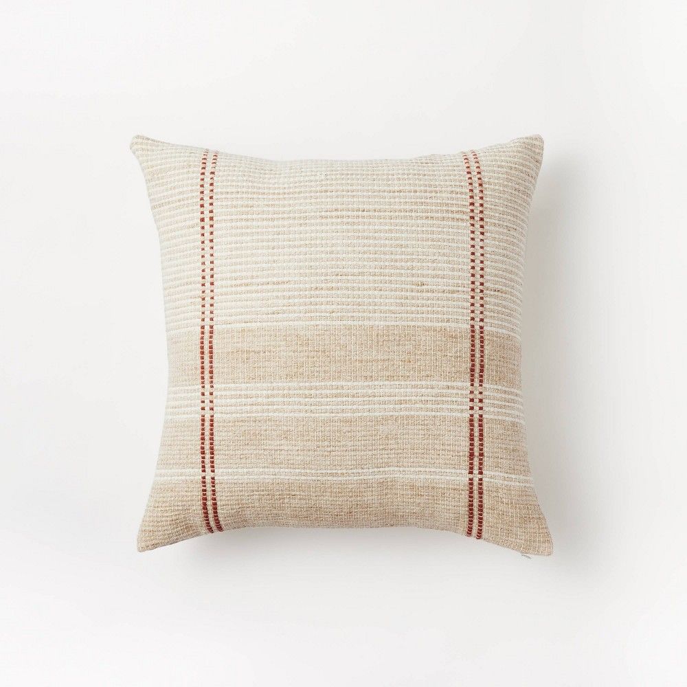 Woven Striped Square Throw Pillow Neutral/Rust - Threshold designed with Studio McGee | Target