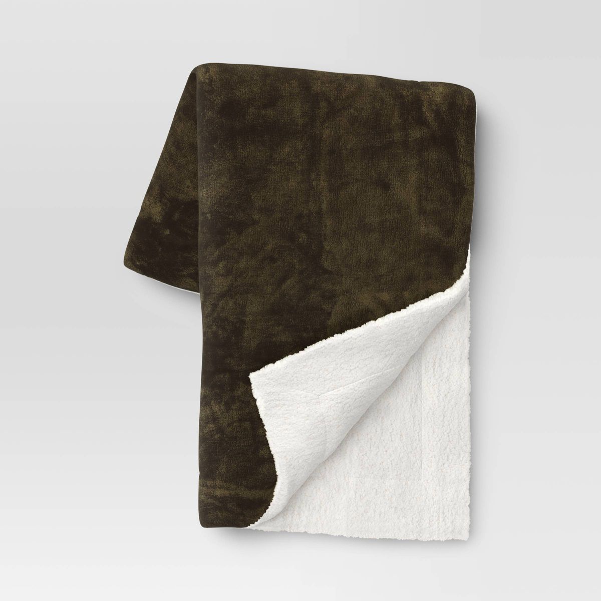 Solid Printed Plush with Shearling Reverse Throw Blanket - Threshold™ | Target