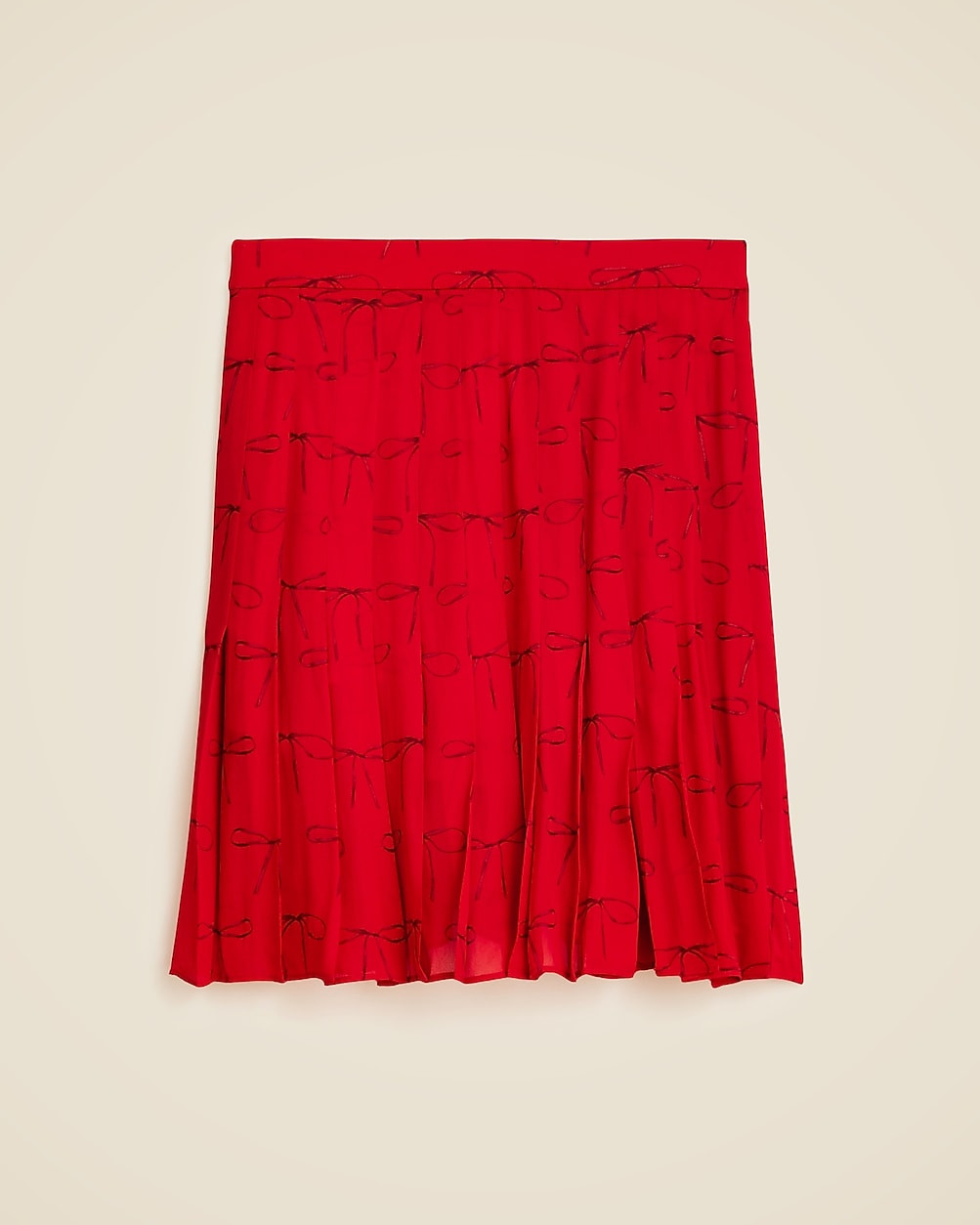 Pleated knee-length skirt in bow-print viscose chiffon | J. Crew US