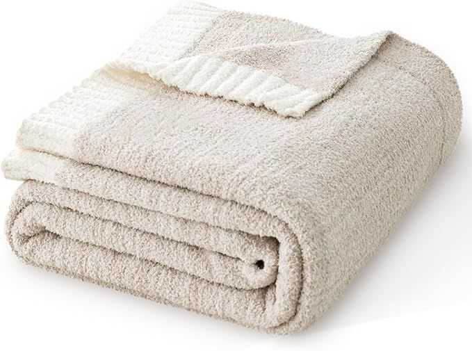 MH MYLUNE HOME Super Soft Throw Blanket, Khaki Ombre Design Fuzzy Microfiber Blanket Warm Cozy Fl... | Amazon (US)