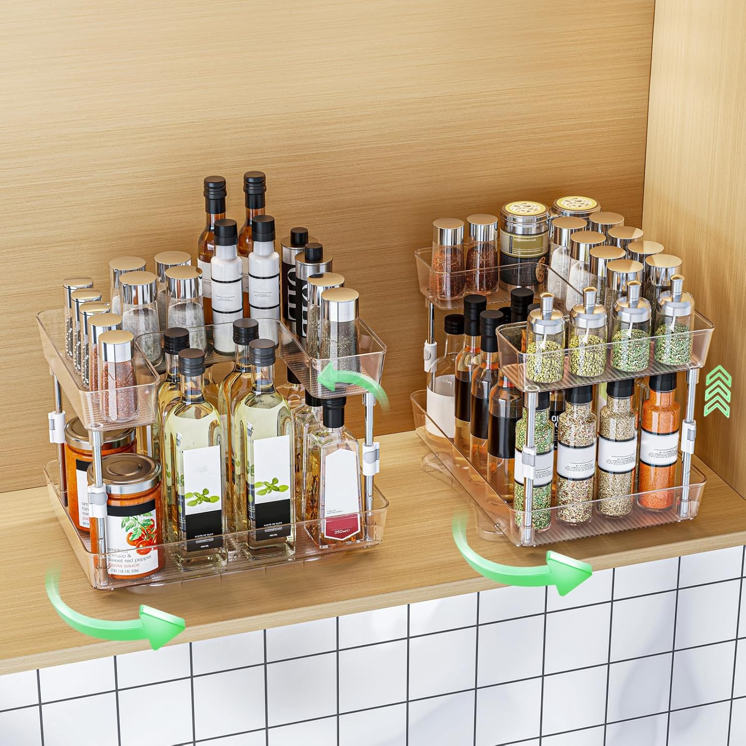 EXPSPRU 2 Pack Lazy Susan Turntable Organizer 2 Tier, 360° Rotating Condiment Organizer, Refrige... | Amazon (UK)