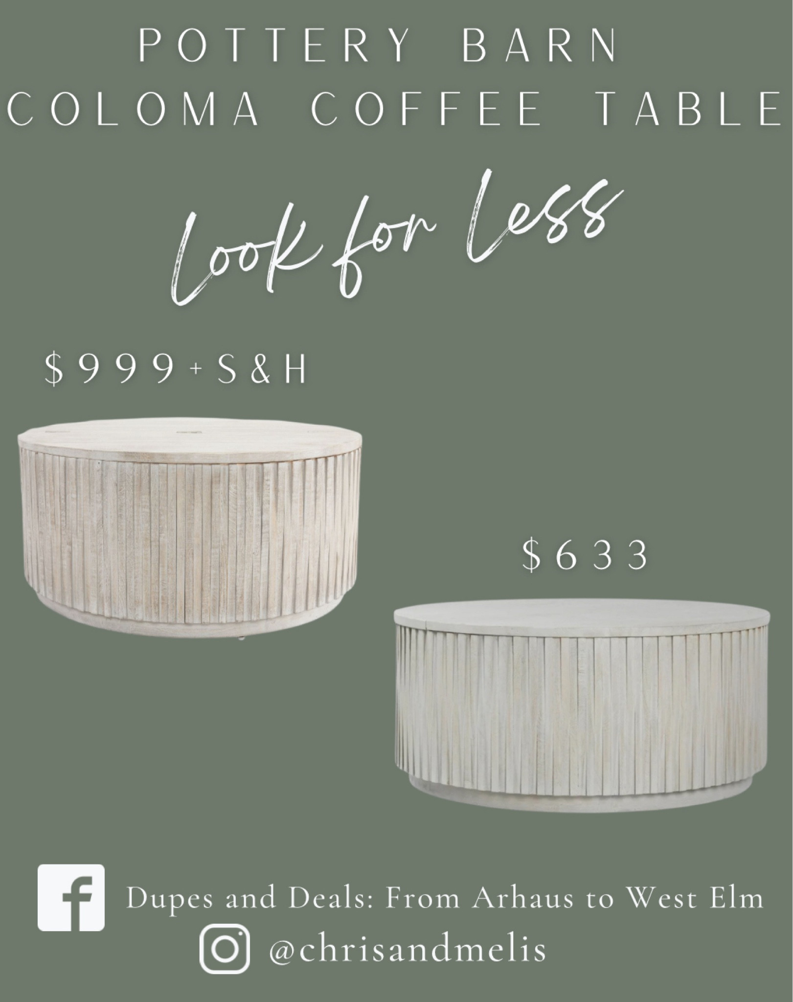 Pottery Barn Coloma Storage Round Coffee Table look for less! 

#LTKHome #LTKSaleAlert