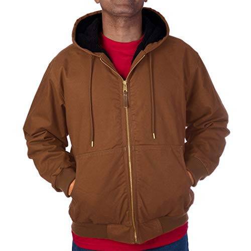 Smith's Workwear Men's Sherpa-Lined Duck Canvas Hooded Jacket Outerwear, Camel Brown, Medium | Amazon (US)