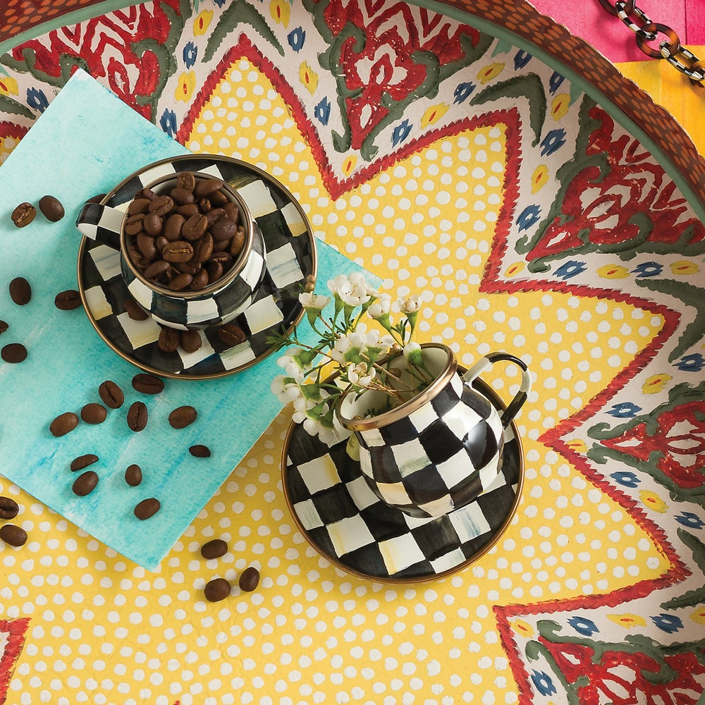 Check Enamelware Espresso Cup & Saucer Set | MacKenzie-Childs