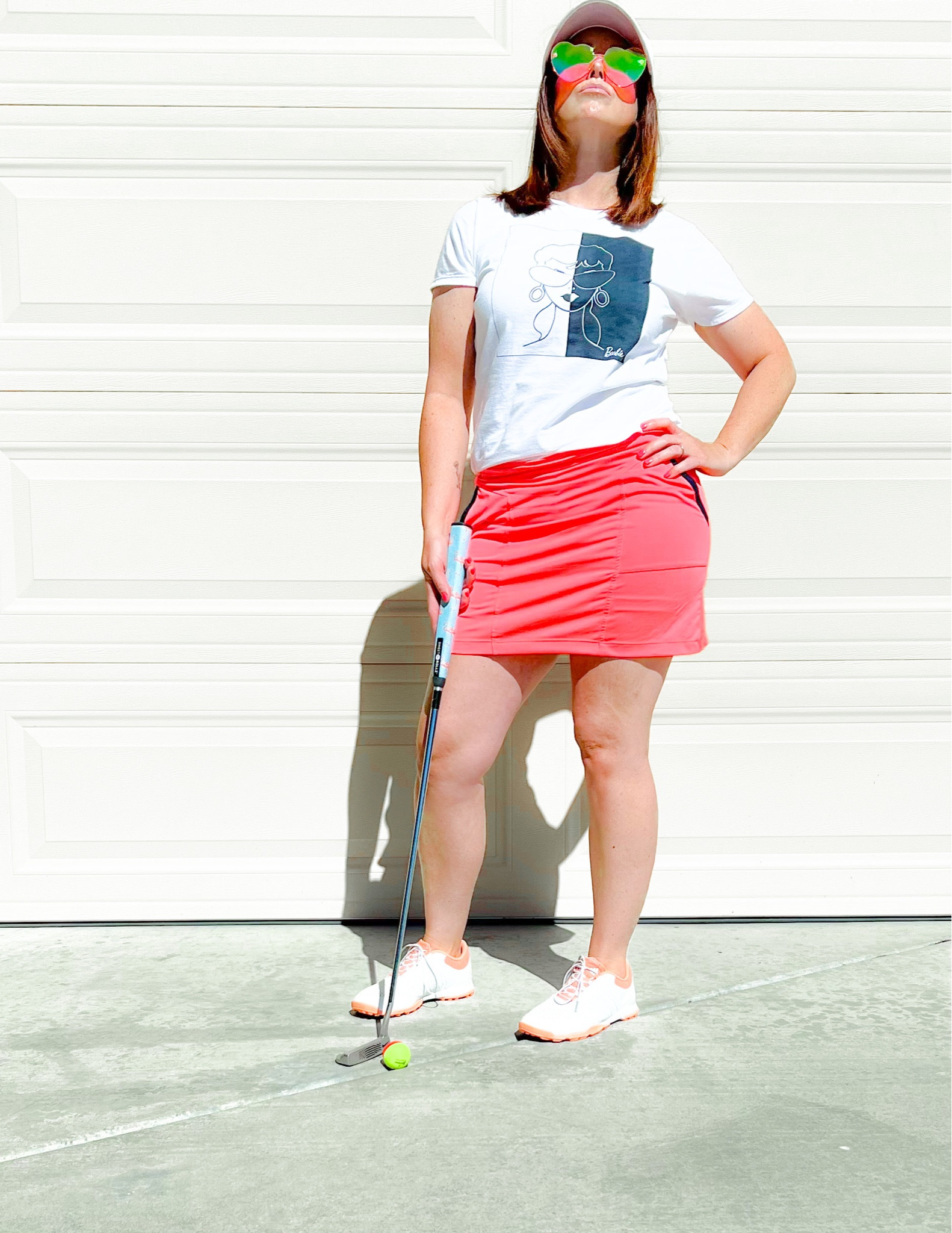 Barbie golf outfit with tee from Amazon. 
Golf
Barbie
Amazon
Amazon fashion
Pink 
Tees 
T-shirt
Amazon style
Barbie style
Barbie shirt
Golf outfit
Golfer style
Heart
Sunglasses
Heart sunglasses

golf #barbie #amazonfashion 

#LTKunder50 #LTKstyletip