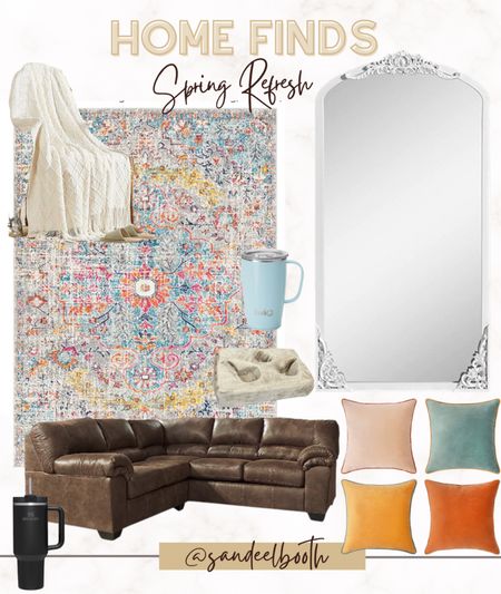 Refreshed my living room with these new pieces! I’ve had the sectional for three years, it’s doing a great job withstanding 4 kids and a dog. This gorgeous mirror is the perfect dupe for the Anthropologie primrose mirror for a fraction of the price. 😍 Love love love the velvet pillowcases. They come in a pack of 4 and are so gorgeous! My go to coffee cup is my Swig cup- I have it in multiple colors, same with the Stanley for water. 

#LTKunder50 #LTKhome #LTKsalealert