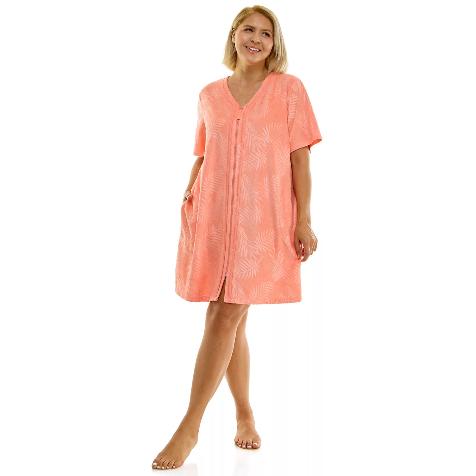 Plus Size Croft & Barrow® Embossed Honey Terry Zip-Up Robe | Kohl's