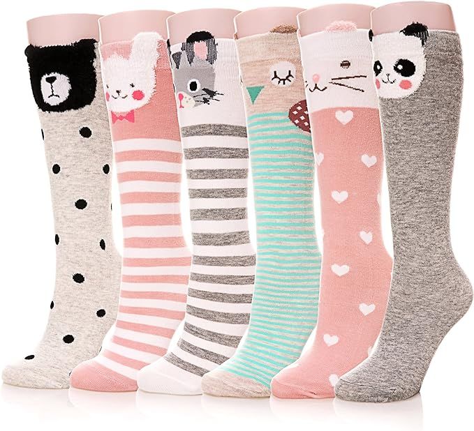 Color City Girls Socks Knee High Stockings Cartoon Animal Warm Cotton Socks | Amazon (US)