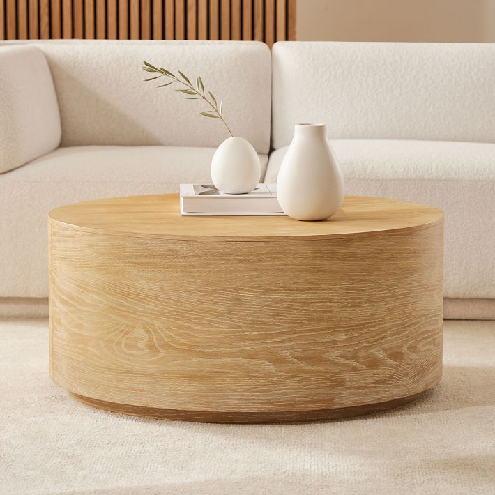 Volume Round Drum Coffee Table (36"–44") - Wood | West Elm (US)