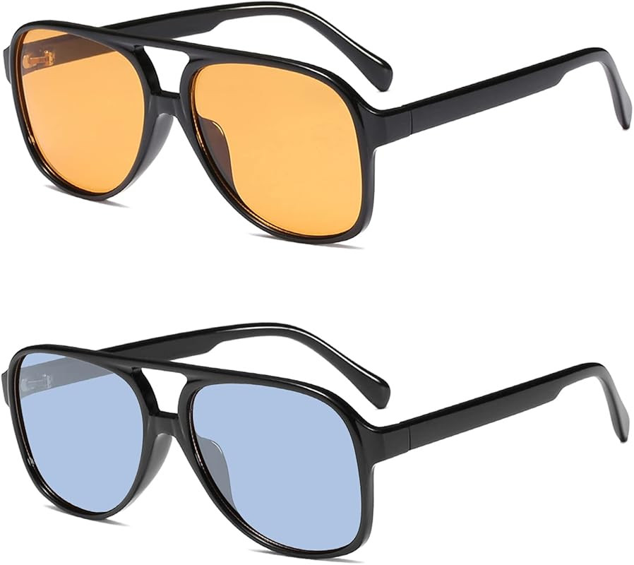 YDAOWKN Classic Vintage Aviator Sunglasses for Women Men Large Frame Retro 70s Sunglasses | Amazon (US)