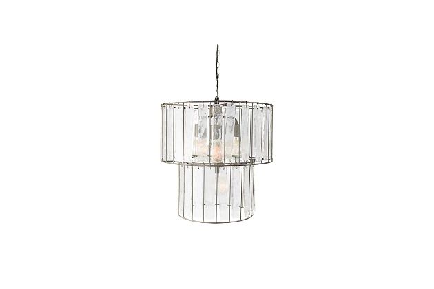 Kalalou Two Tiered Round Pendant Light with Glass Chimes | Ashley | Ashley Homestore