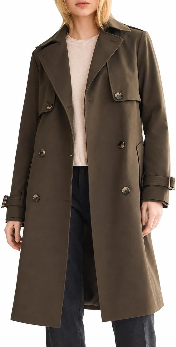 Orolay Women's 3/4 Length Double Breasted Trench Coat Lapel Jacket with Belt | Amazon (US)