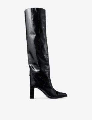 Caly 85 Shiny Eel-Embossed Leather Knee-High Boots | Selfridges