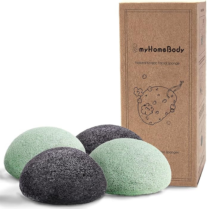 myHomeBody Natural Konjac Facial Sponges, Sage Green & Graphite Gray | Amazon (US)