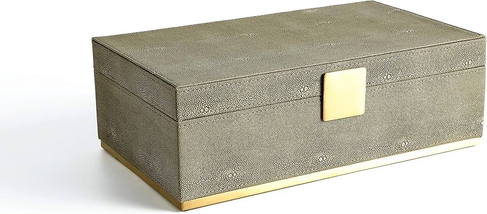 WV Sage Shagreen Leathern Large Home Decor Decorative Box Faux Leather Dresser Organizer Storage ... | Amazon (US)