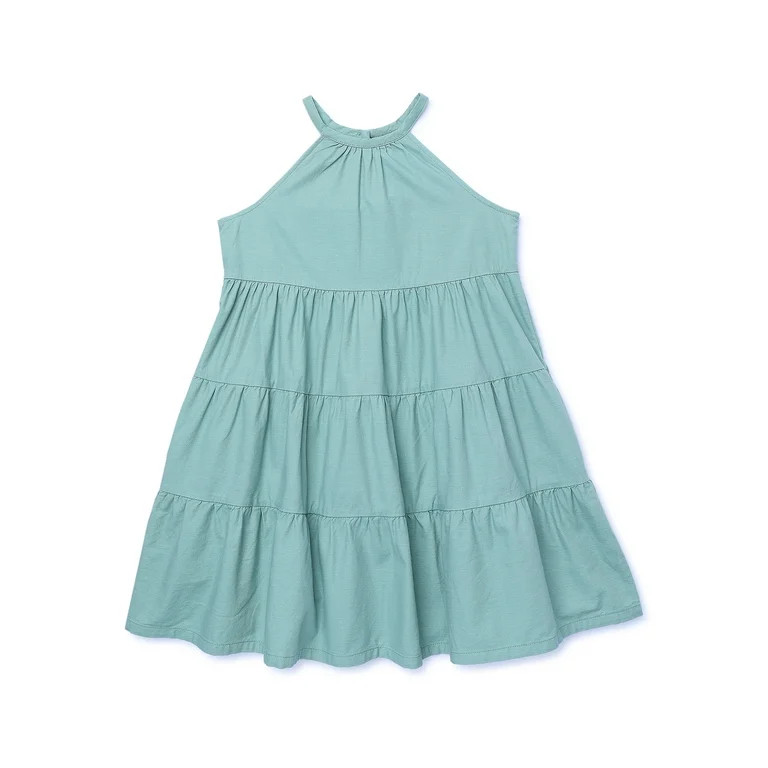 Wonder Nation Girls’ Tiered Halter Dress, Sizes 4-18 & Plus | Walmart (US)