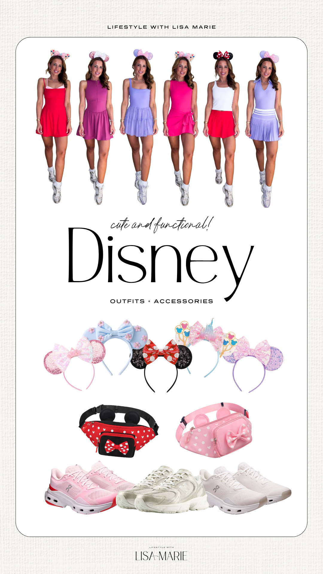Disney outfits and accessories! Athletic dresses, skirts and shorts for outdoor events and theme parks. Comfortable shoes for walking and exercising. Minnie Mouse headbands and fanny packs. Disney hair accessories and headbands. Skirts and dresses with built-in shorts. Cute athleisure dresses.

#LTKmomlife #LTKPetite #LTKTravel