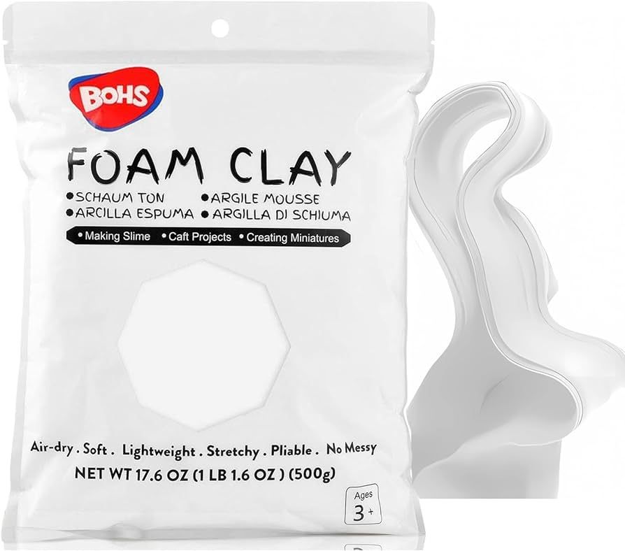 BOHS White Modeling Foam Clay (500g) - Squishy,Soft, Air Dry -for Flower Mirror,Cosplay,Fake Bake... | Amazon (US)
