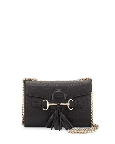 Emily Guccissima Mini Crossbody, Black | Neiman Marcus