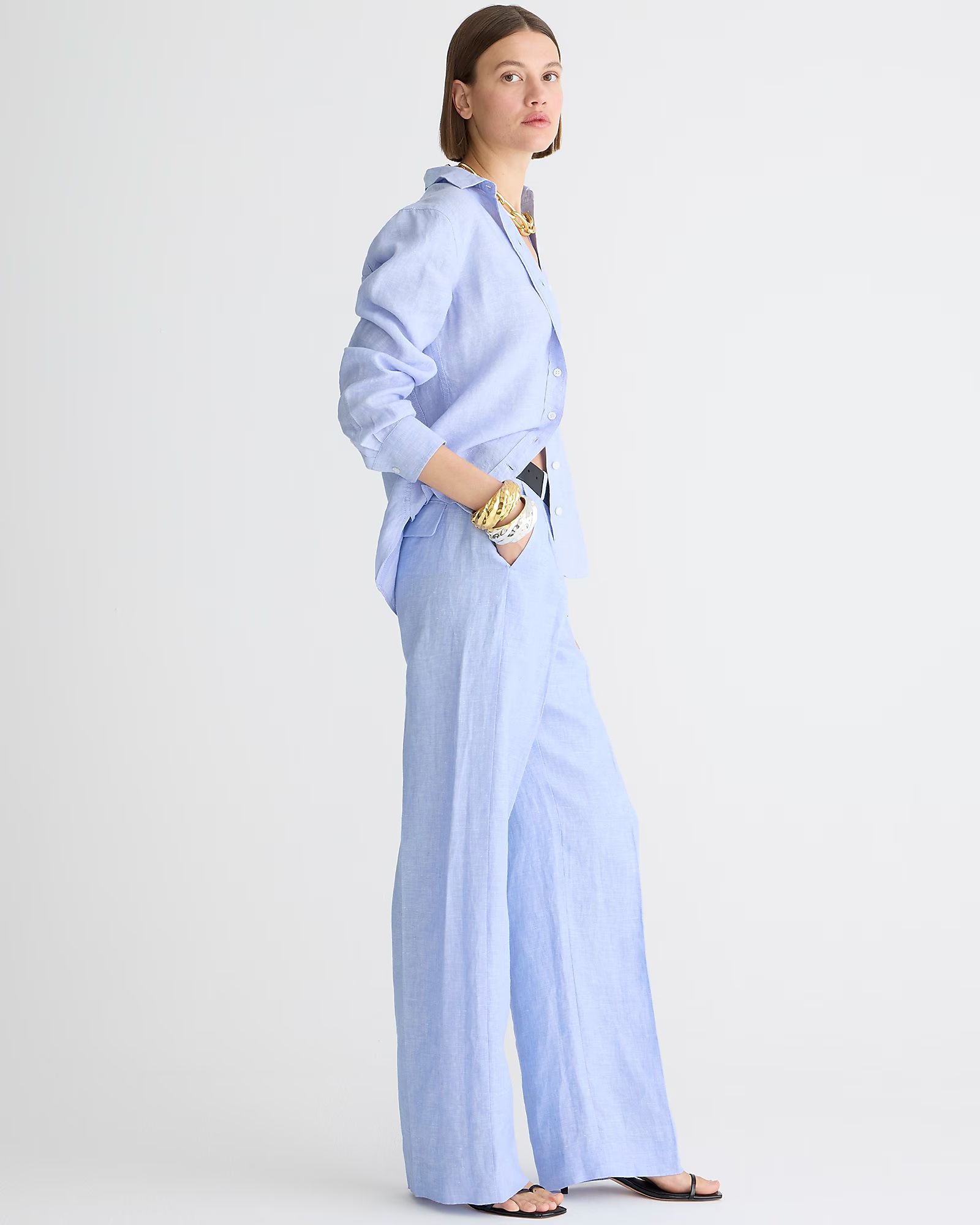 new color4.5(92 REVIEWS)Wide-leg essential pant in linen$98.00French BlueClassicPetiteTallSelect ... | J.Crew US