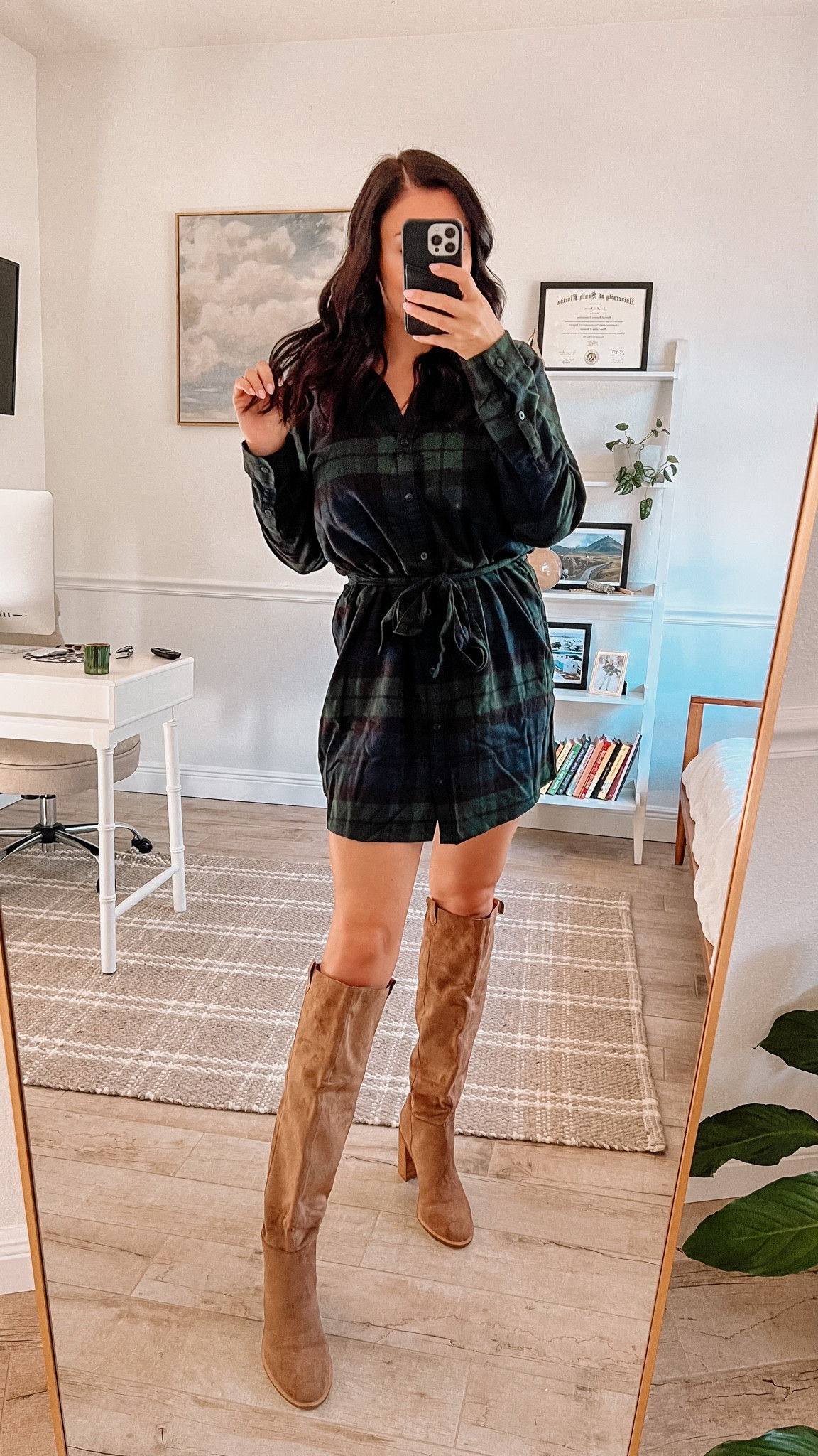 cute flannel dress Flannel Plaid Dress Outfit