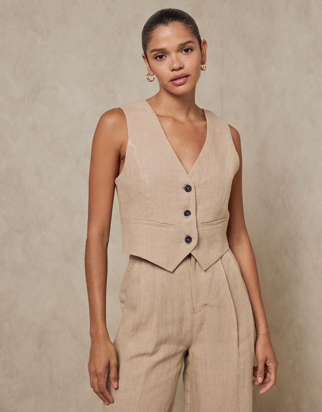 Relaxed Linen Vest | THE ICONIC (AU & NZ)
