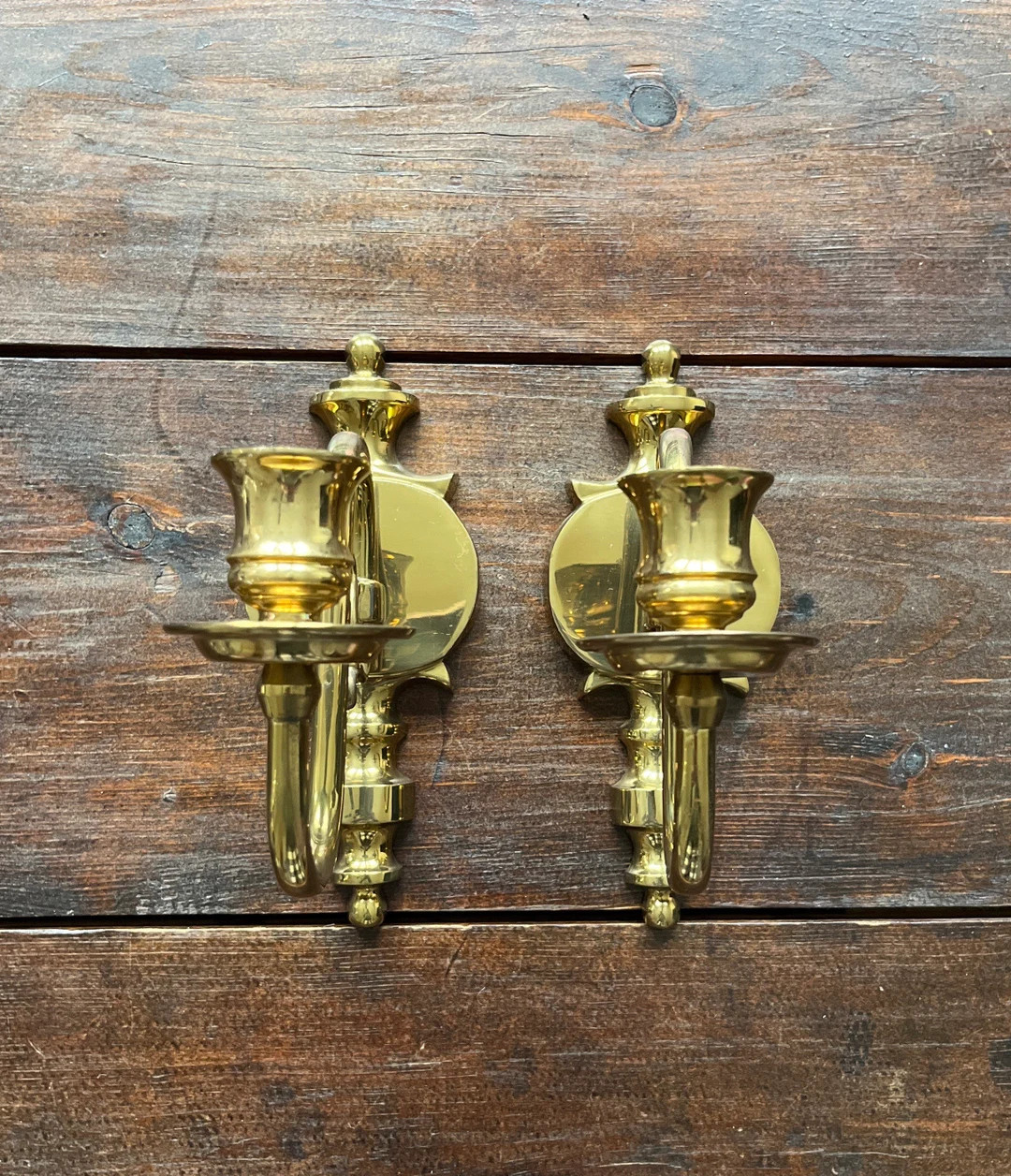 Vintage brass wall sconces Portugal, brass candlestick holders, wall candlestick holders, bohemia... | Etsy (US)
