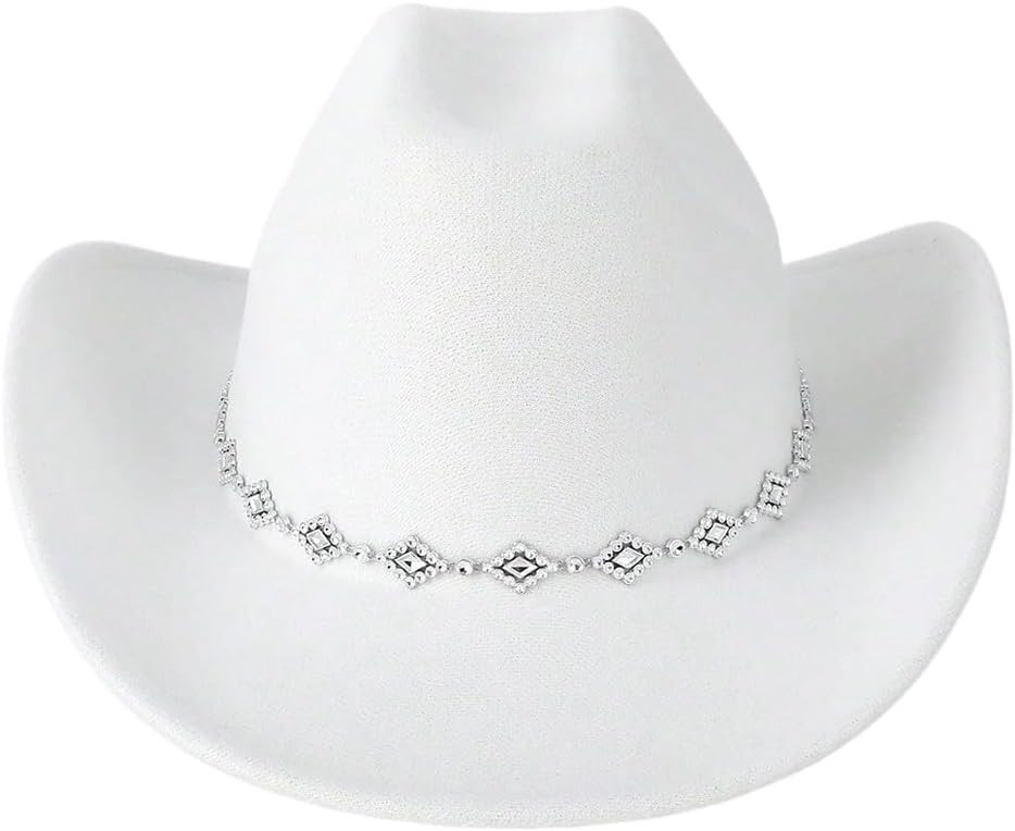 Verdusa Women's Western Cowboy Hat Rhinestone Wide Brim Cowgirl Hat | Amazon (US)