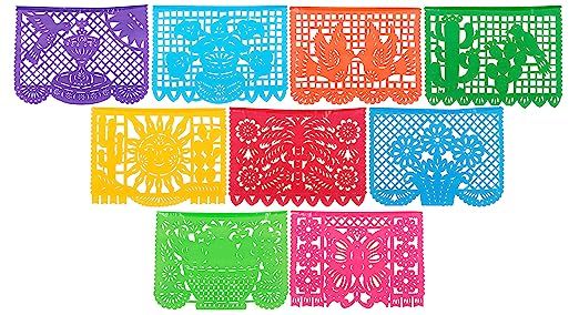 Paper Full of Wishes Festival Mexicano Large Plastic Papel Picado Banner, 9 Multi-Colored Panels ... | Amazon (US)