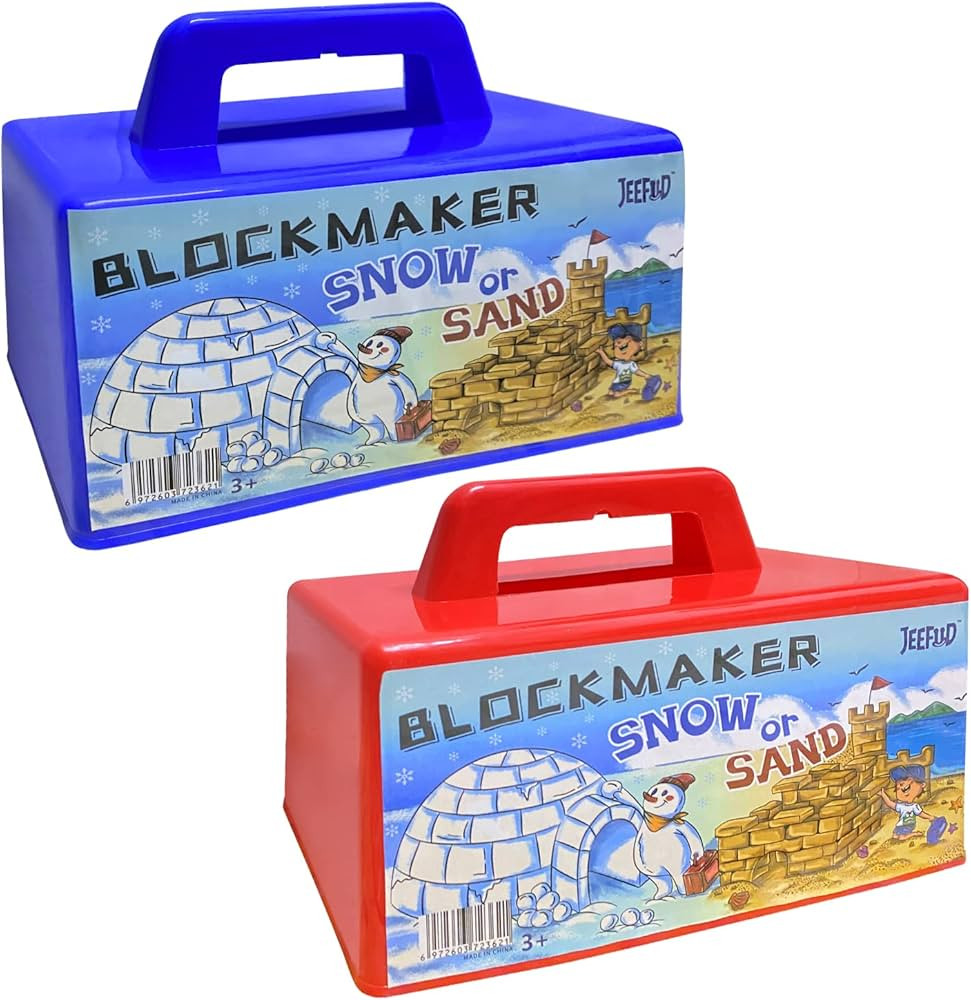 JEEFUD Snow Block Maker, Sand Castle Mold, Beach Snow Building Kit Toys for Kids, 2 Pack (Blue&Red) | Amazon (US)