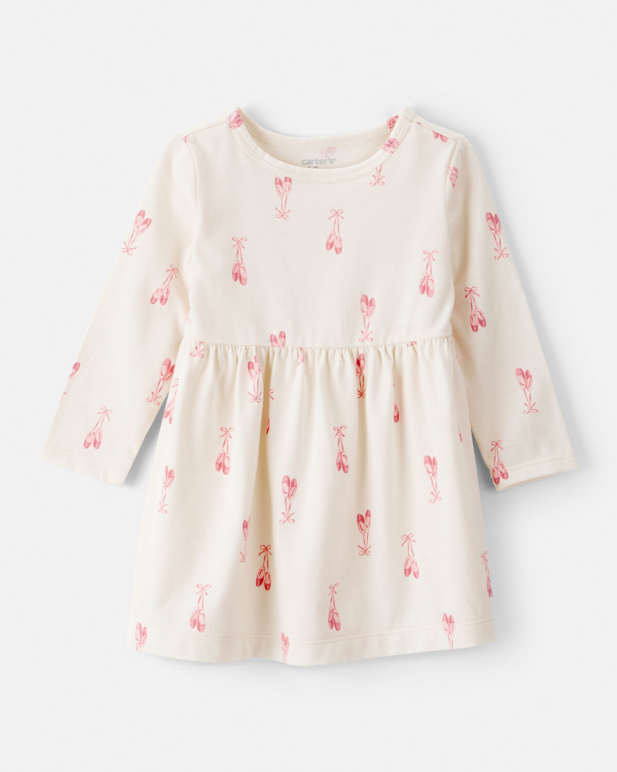 Baby Girl Ballet Slipper Print Long-Sleeve Dress - Ivory | Carter's Inc