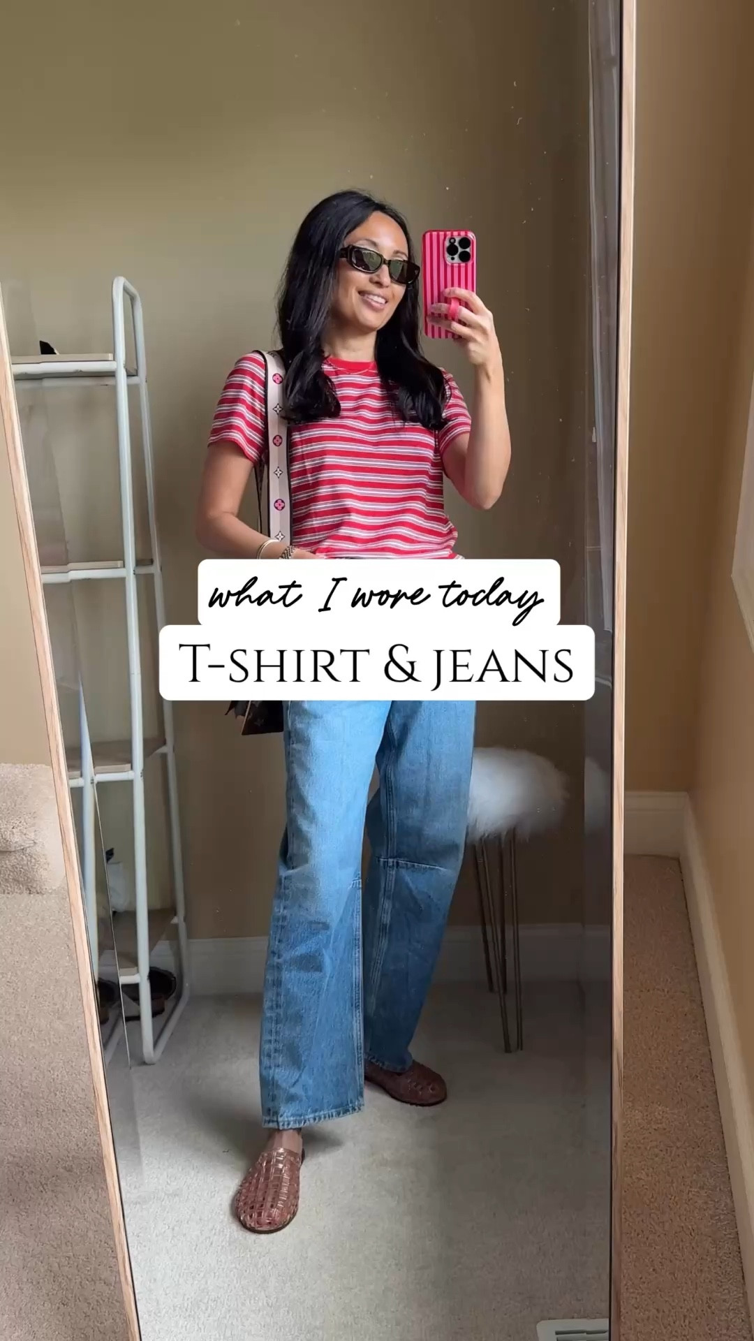 Spring outfits 2026
What I wore today: t-shirt & jeans 
- I am in a t-shirt most days and I needed to add some color and stripes for variety. These lightweight tees are all cotton. Multiple colors and stripe patterns are available. I size up for a more relaxed fit. Currently on sale for $15 each when you buy 3+. 
- Relaxed jeans with a slight barrel cut. 
Exact designer jeans are true to size. Linking similar options. (I have the Madewell jeans too and the style is similar.)
- Jelly mules are comfy out of the box. This color is like a nude blush. Also comes in clear. True to size; look for less at $35. 
- Delicate gold necklace with a pop of color. Linking options. 
- Everyday bangle bracelets. 
- Trendy sunglasses. 

#LTKOver40