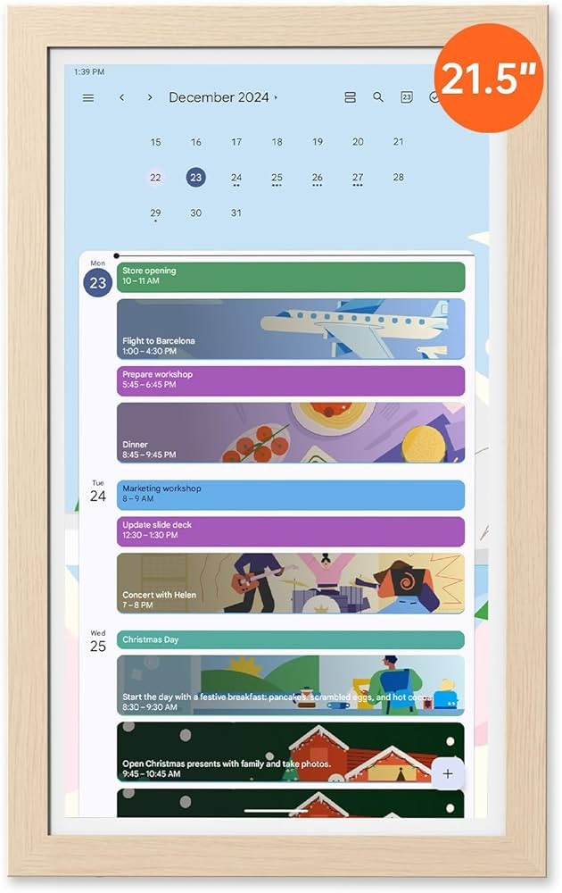 ApoloSign Digital Calendar: 21.5 Inch Electronic Calendar, Smart Touchscreen Interactive Display for Chore Chart, Family Schedules Planner, Supports All Apps via Google Play, Wall Mount-Oak White | Amazon (US)