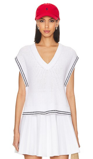 Lizzie Varsity Vest in Bleach White Multi | Revolve Clothing (Global)