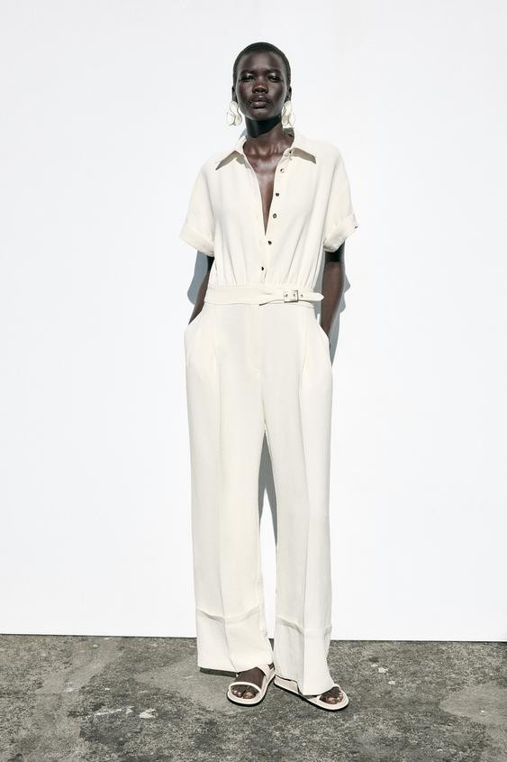 CREPE BUCKLE WAIST JUMPSUIT | Zara UK