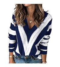 PRETTYGARDEN Women's Fashion Long Sleeve Striped Color Block Knitted Sweater Crew Neck Loose Pull... | Amazon (US)