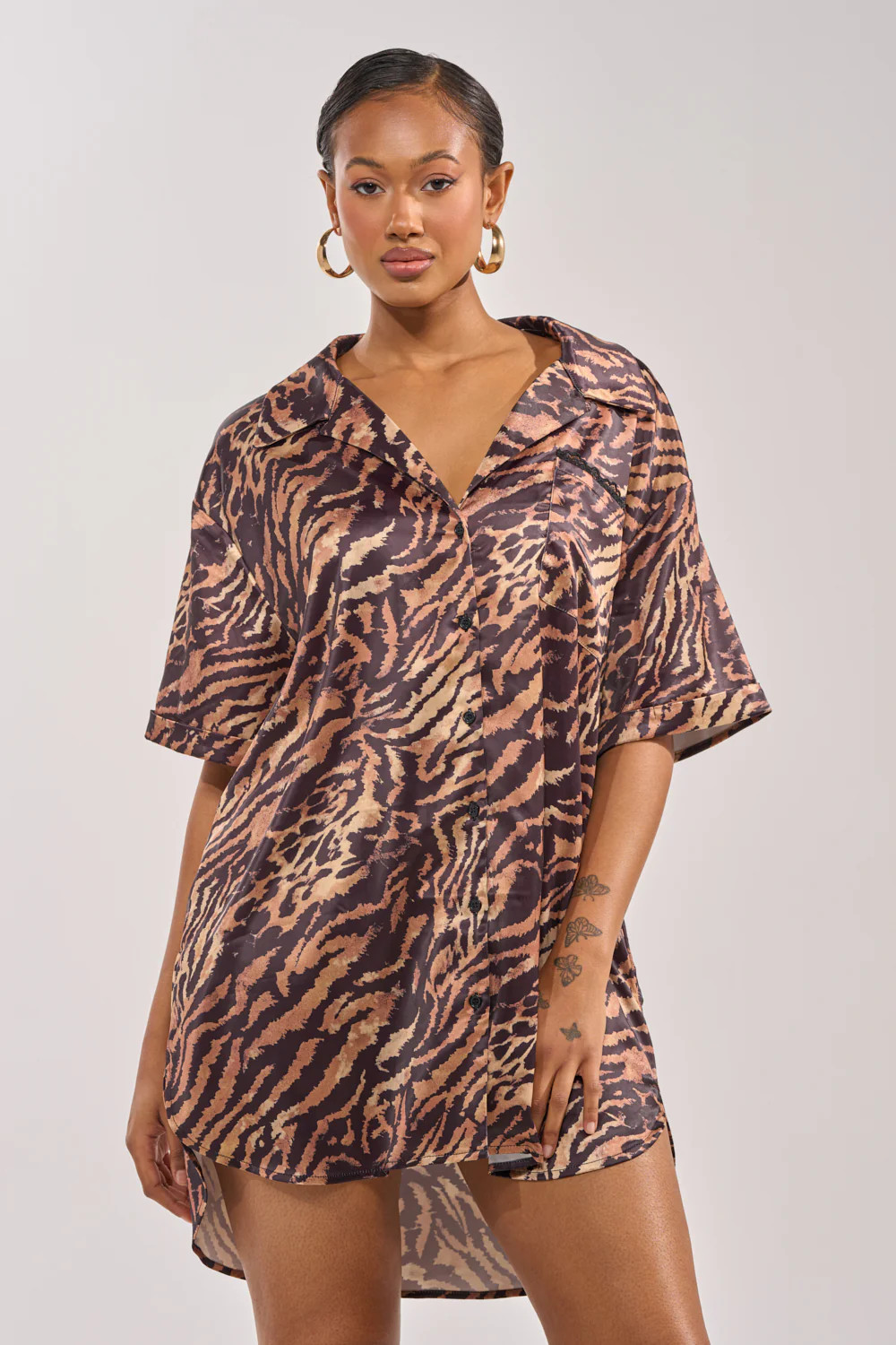 DON'T MAKE A SOUND PRINTED MINI DRESS IN TIGER | AKIRA
