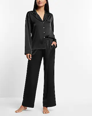 Satin Rhinestone Button Pajama Set | Express