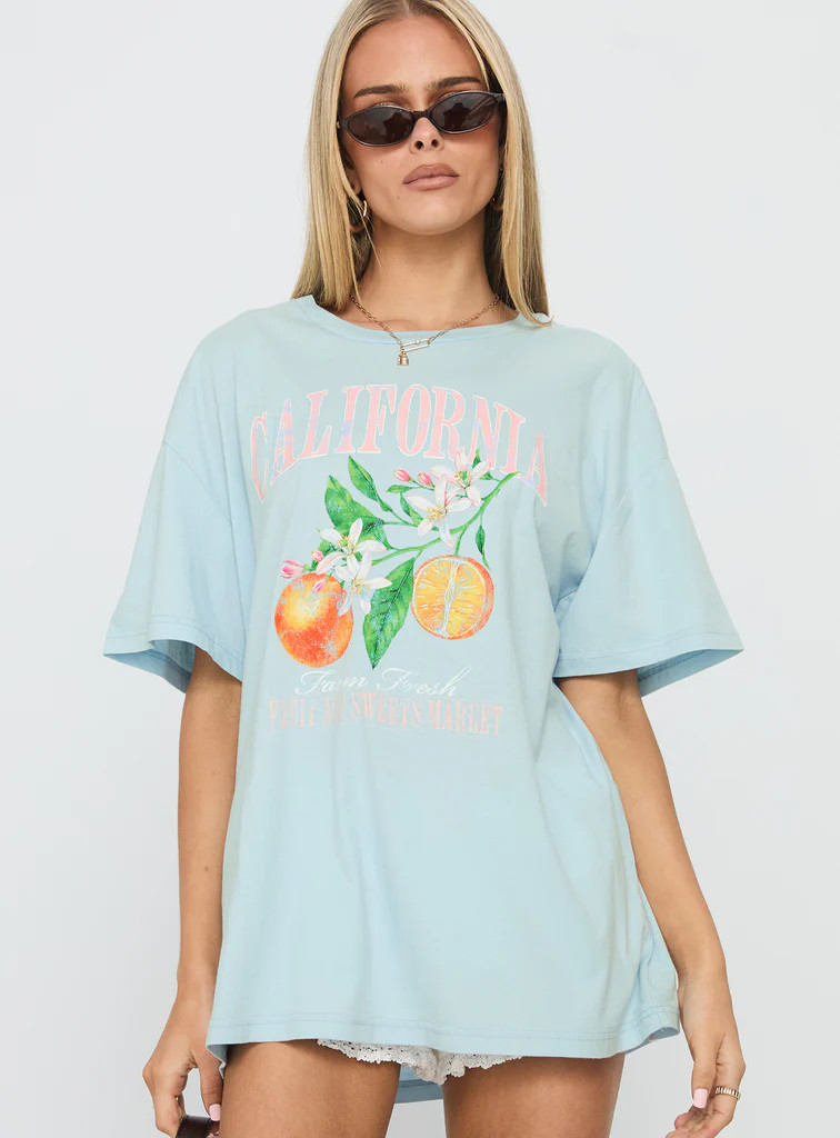 California Sugar Oversized Graphic Tee Blue | Princess Polly US