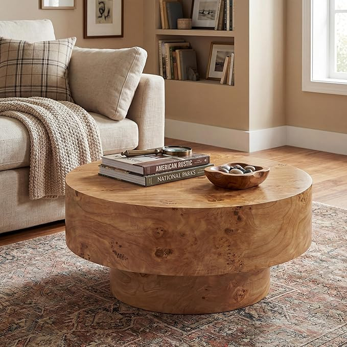 Christopher Knight Home Idla Modern Round Coffee Table, MDF Wood Coffee Table with Pedestal Base,... | Amazon (US)