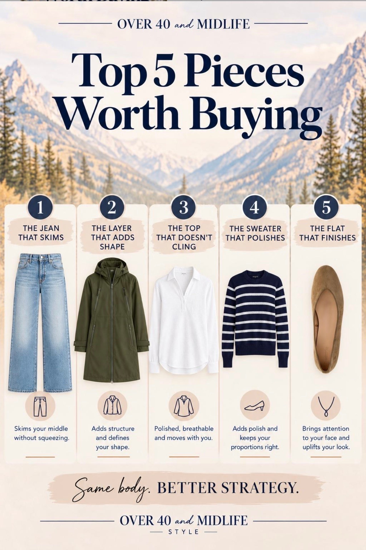 ✨Tap the bell, save and ❤️ start here 40 fashion, midlife style, midsize fashion and luxury looks for less. 
 
If you’re buying five pieces for fall, start with the ones that make getting dressed easier. 🤍

Wide leg jeans that skim. An olive layer that adds shape. A white top that doesn’t cling. A striped sweater that pulls an outfit together. And suede flats that finish the look.

Same body. Better strategy. 

👑 Helping you look good, feel good! — Lindsey Denver 🤍 Check back daily for belly-friendly style, confidence, and Outfit Physics.
 

 #LTKOver40 #LTKMidsize #LTKPlusSize

Comment SHOP below to receive a DM with the link to this post on my LTK ⬇ https://liketk.it/6osve