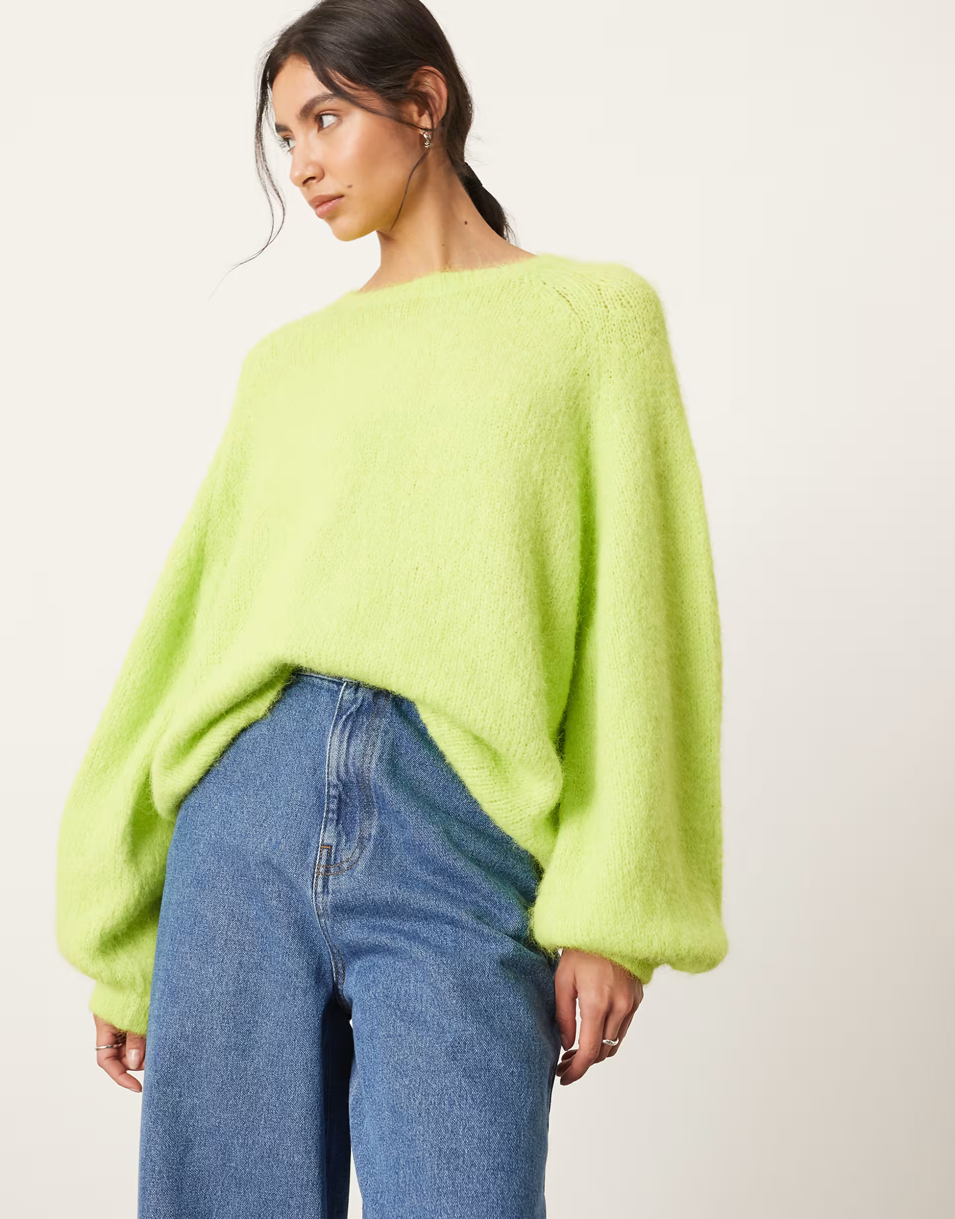 ASOS EDITION knit oversized crew neck jumper in lime green | ASOS (Global)