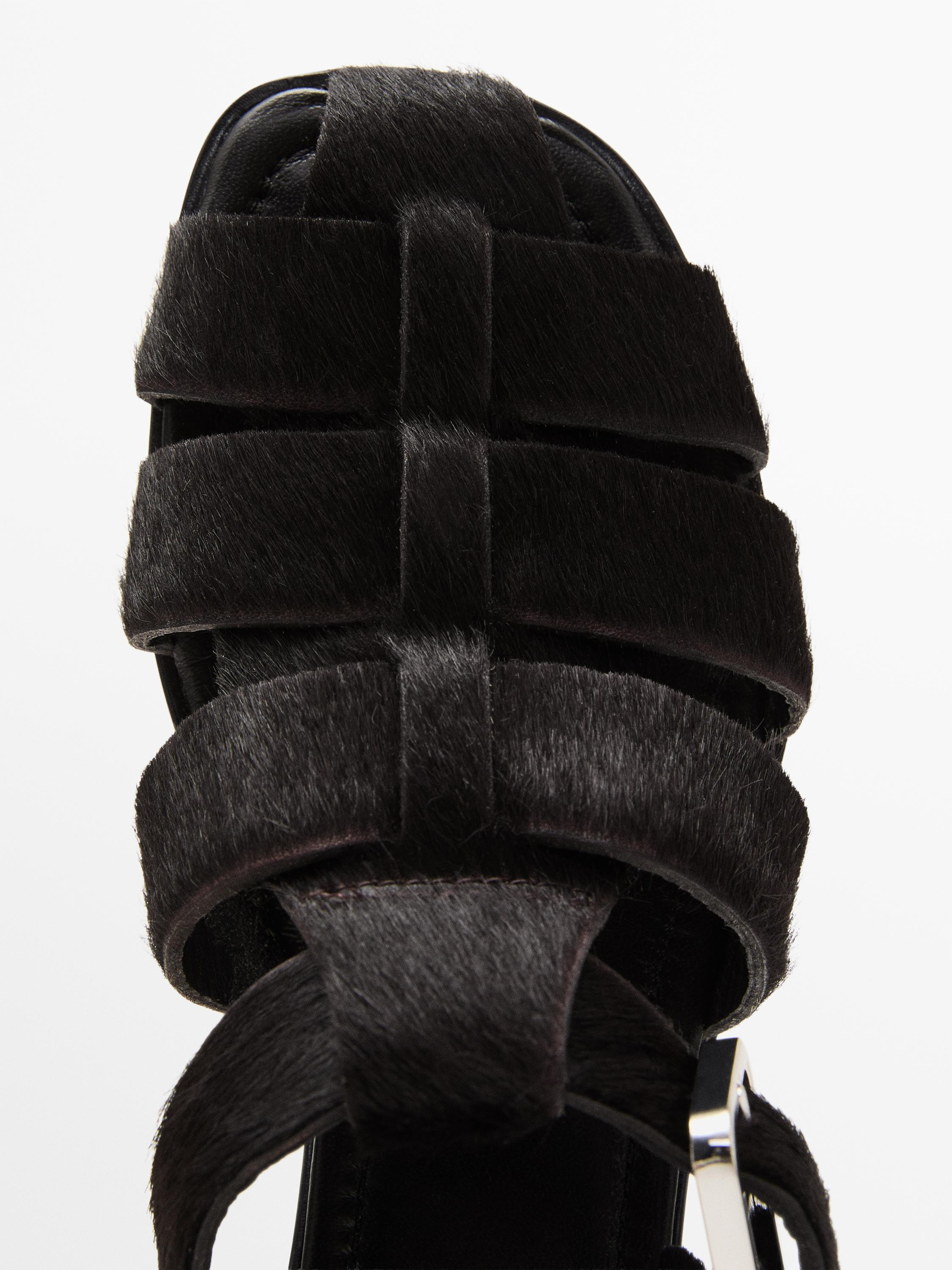 Cage sandals with faux fur | Massimo Dutti UK