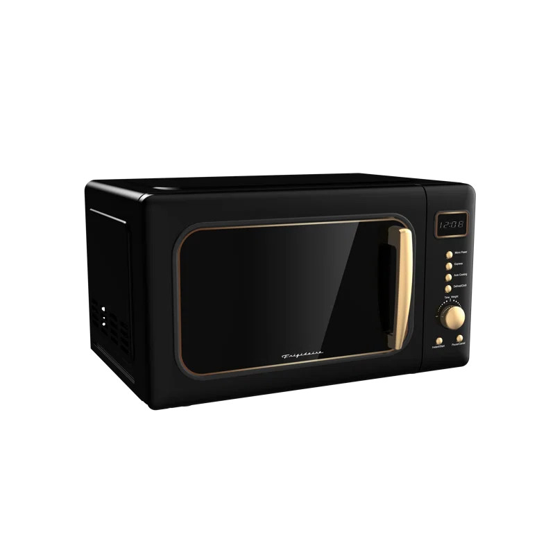 Frigidaire, 0.7 Cu. Ft. Countertop Microwave Oven, Retro, Black And Gold | Wayfair North America