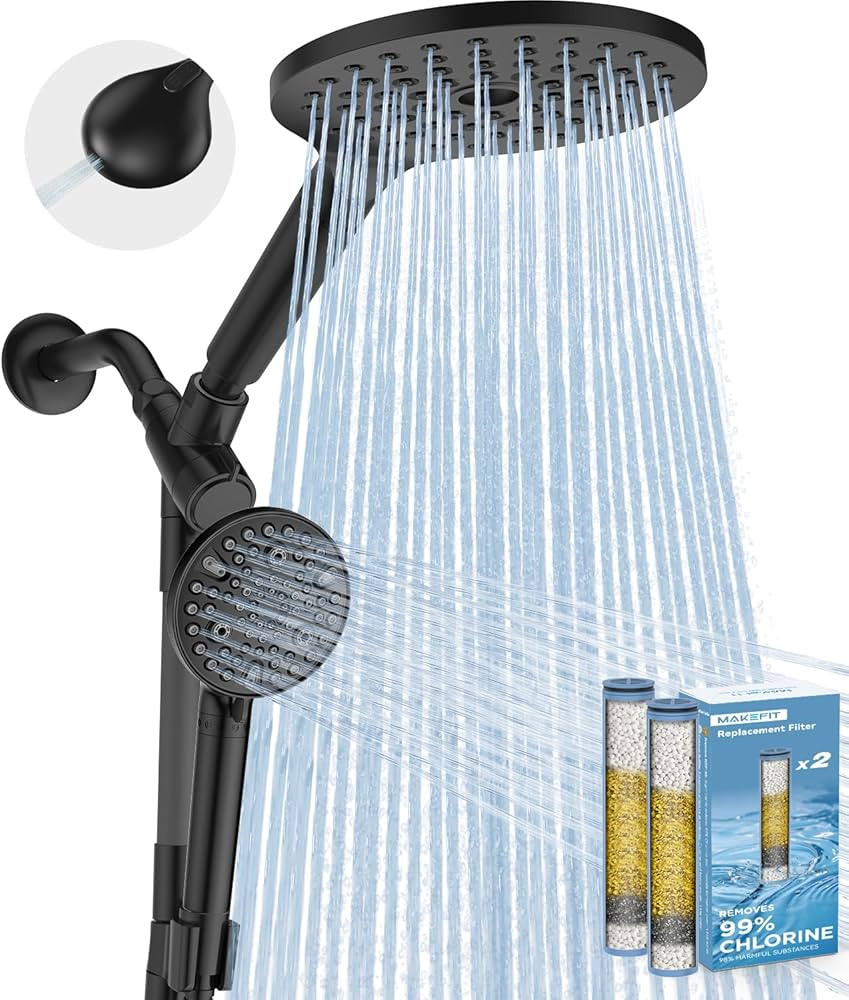 MakeFit Dual Filtered Rain Shower Head Combo, High Pressure Handheld Shower Head with Adjustable ... | Amazon (US)